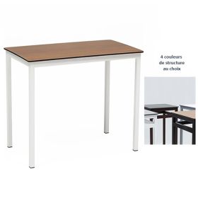 TRZ-M43 Table rectangulaire 120x70 cm 4 pieds couleur structure et plateau compact au choix